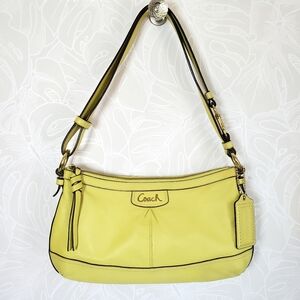 Coach Leather Park Pleated Duffle Shoulder Bag Purse Crossbody F19729 Yellow